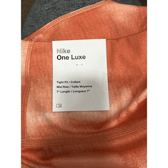 Women's Nike One Luxe Bike Training Shorts 7" Orange Black stripe Sz Med New - Picture 9 of 14